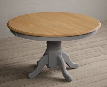 View Hertford 120cm fixed top oak and light grey painted dining table View Hertford 120cm fixed top oak and light grey painted dining table