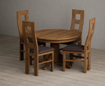 View Extending hertford 100cm - 130cm rustic oak pedestal dining table with 6 rustic oak rustic solid oak chairs View Extending hertford 100cm - 130cm rustic oak pedestal dining table with 6 rustic oak rustic solid oak chairs