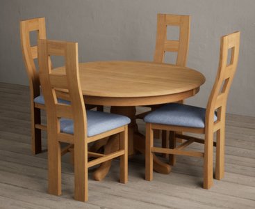 View Hertford 120cm fixed top solid oak dining table with 4 light grey natural chairs View Hertford 120cm fixed top solid oak dining table with 4 light grey natural chairs