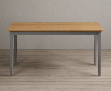 View Kendal 150cm solid oak and light grey painted dining table View Kendal 150cm solid oak and light grey painted dining table