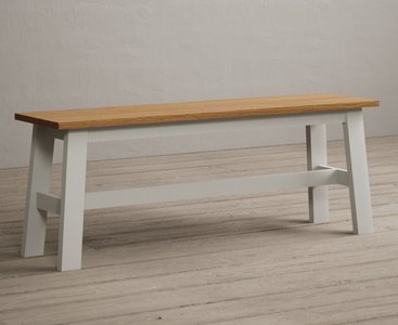 View Kendal large solid oak and signal white painted bench View Kendal large solid oak and signal white painted bench