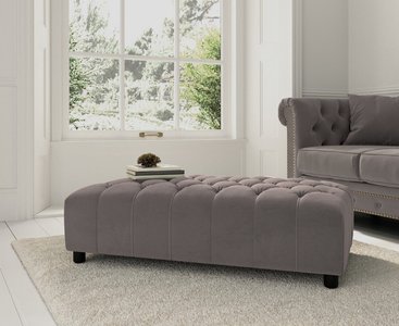 View Mayfair grey velvet footstool View Mayfair grey velvet footstool