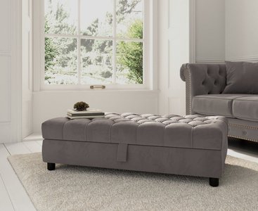 View Mayfair grey velvet storage footstool View Mayfair grey velvet storage footstool