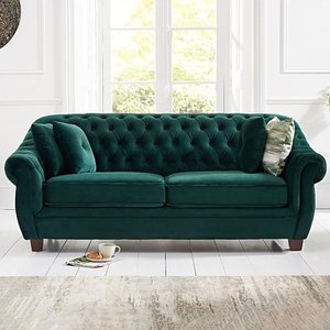 View Eva chesterfield green velvet three-seater sofa View Eva chesterfield green velvet three-seater sofa