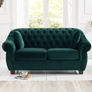 View Eva chesterfield green velvet two-seater sofa View Eva chesterfield green velvet two-seater sofa