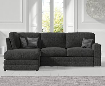 View Madden charcoal grey fabric left hand facing corner sofa View Madden charcoal grey fabric left hand facing corner sofa