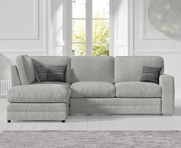 View Madden light grey fabric left hand facing corner sofa View Madden light grey fabric left hand facing corner sofa