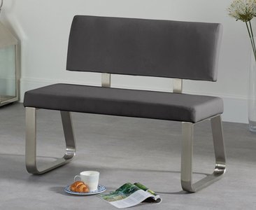 View Austin small grey faux leather bench with back View Austin small grey faux leather bench with back