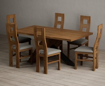 View Michigan 180cm rustic oak and metal black leg industrial dining table with 8 black rustic solid oak chairs View Michigan 180cm rustic oak and metal black leg industrial dining table with 8 black rustic solid oak chairs