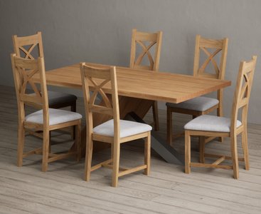 View Michigan 180cm solid oak and metal industrial dining table with 6 oak natural chairs View Michigan 180cm solid oak and metal industrial dining table with 6 oak natural chairs