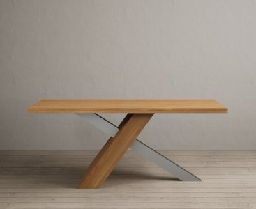 View Michigan 180cm solid oak and metal industrial dining table View Michigan 180cm solid oak and metal industrial dining table