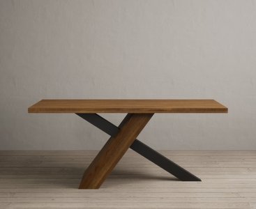 View Michigan 180cm rustic oak and metal black leg industrial dining table View Michigan 180cm rustic oak and metal black leg industrial dining table
