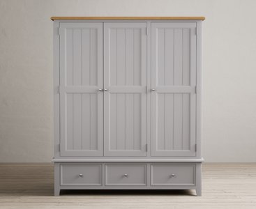 View Weymouth oak and light grey painted triple wardrobe View Weymouth oak and light grey painted triple wardrobe