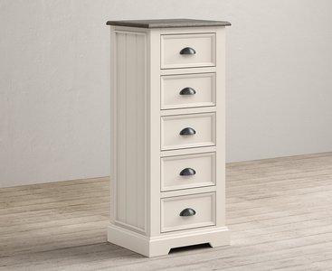 View Dartmouth oak and soft white painted 5 drawer tallboy View Dartmouth oak and soft white painted 5 drawer tallboy