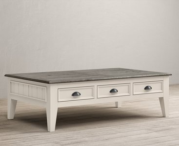 View Dartmouth oak and soft white painted extra large 6 drawer coffee table View Dartmouth oak and soft white painted extra large 6 drawer coffee table