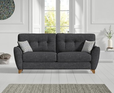 View Florin charcoal grey fabric three seater sofa View Florin charcoal grey fabric three seater sofa