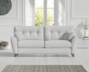 View Florin light grey fabric three seater sofa View Florin light grey fabric three seater sofa