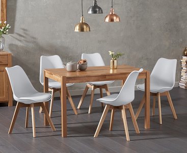 View York 120cm solid oak dining table with 6 white orson chairs View York 120cm solid oak dining table with 6 white orson chairs