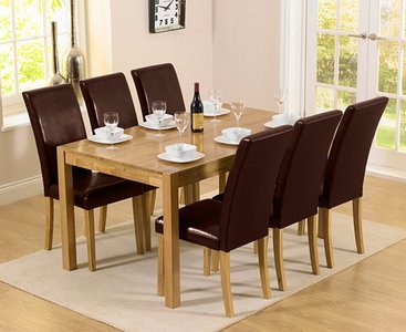 View York 150cm solid oak dining table with 8 cream olivia chairs View York 150cm solid oak dining table with 8 cream olivia chairs