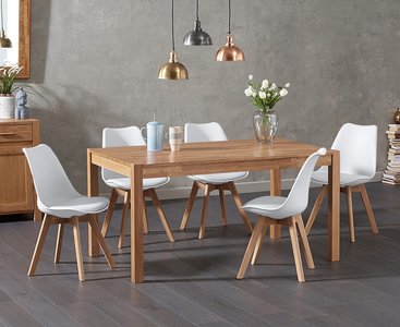 View York 150cm solid oak dining table with 8 white orson chairs View York 150cm solid oak dining table with 8 white orson chairs