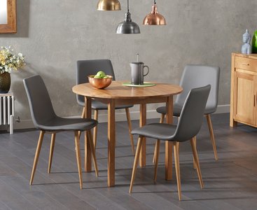 View Extending york 90cm solid oak dining table with 2 grey chairs View Extending york 90cm solid oak dining table with 2 grey chairs