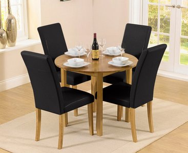 View Extending york 90cm solid oak dining table with 2 black olivia chairs View Extending york 90cm solid oak dining table with 2 black olivia chairs