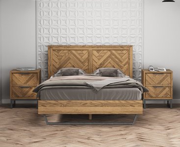 View Herringbone solid oak double bed View Herringbone solid oak double bed