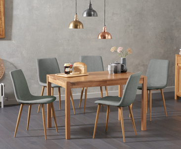 View York 120cm solid oak dining table with 4 grey chairs View York 120cm solid oak dining table with 4 grey chairs