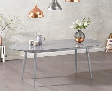 View Extending veneti light grey high gloss dining table View Extending veneti light grey high gloss dining table