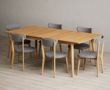 View Extending ruben 200cm retro oak dining table with 12 white nordic chairs View Extending ruben 200cm retro oak dining table with 12 white nordic chairs