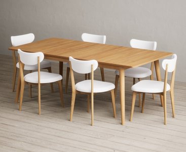 View Extending ruben 200cm retro oak dining table with 12 white nordic chairs View Extending ruben 200cm retro oak dining table with 12 white nordic chairs