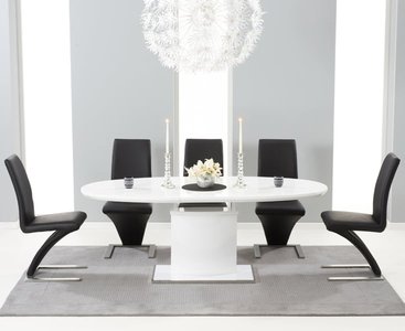 View Extending valzo 160cm white high gloss pedestal dining table with 6 white aldo chairs View Extending valzo 160cm white high gloss pedestal dining table with 6 white aldo chairs