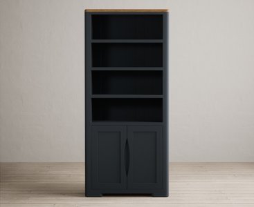 View Pembridge oak and dark blue painted tall bookcase View Pembridge oak and dark blue painted tall bookcase