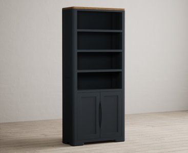 View Pembridge oak and dark blue painted tall bookcase View Pembridge oak and dark blue painted tall bookcase