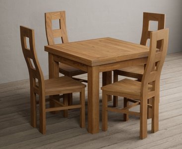 View Extending buxton 90cm solid oak dining table with 6 light grey natural chairs View Extending buxton 90cm solid oak dining table with 6 light grey natural chairs