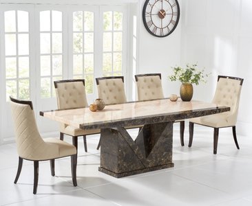 View Tenore 180cm marble dining table with 8 cream francesca chairs View Tenore 180cm marble dining table with 8 cream francesca chairs