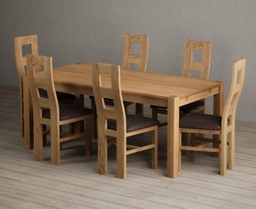 View Thetford 180cm oak dining table with 8 brown natural chairs View Thetford 180cm oak dining table with 8 brown natural chairs