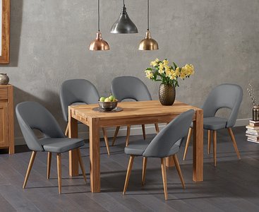 View Thetford 120cm oak dining table with 6 grey hudson chairs View Thetford 120cm oak dining table with 6 grey hudson chairs