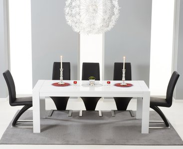 View Extending baltimore 200cm white high gloss dining table with 6 white aldo chairs View Extending baltimore 200cm white high gloss dining table with 6 white aldo chairs