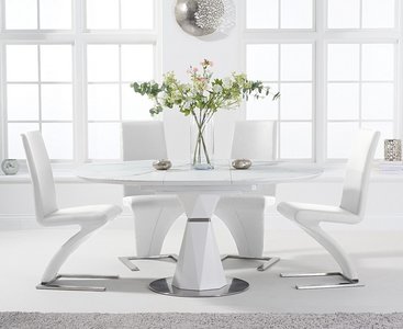 View Venosa 120cm round white dining table with 4 white aldo chairs View Venosa 120cm round white dining table with 4 white aldo chairs