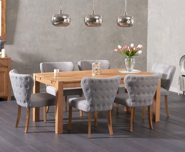 View Thetford 150cm oak dining table with 8 grey isla chairs View Thetford 150cm oak dining table with 8 grey isla chairs