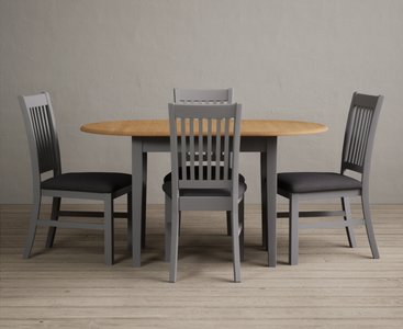 View Extending warwick oak and light grey painted dining table with 4 light grey warwick chairs View Extending warwick oak and light grey painted dining table with 4 light grey warwick chairs