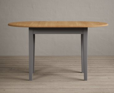 View Extending warwick oak and light grey painted dining table View Extending warwick oak and light grey painted dining table