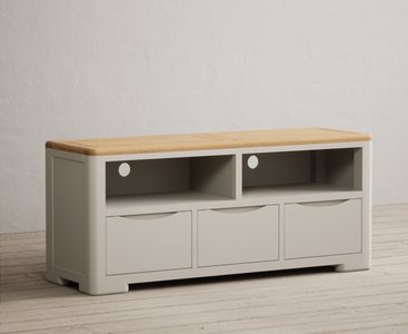 View Alba oak and soft white painted large tv cabinet View Alba oak and soft white painted large tv cabinet