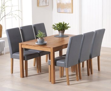 View York 150cm solid oak dining table with 8 cream olivia chairs View York 150cm solid oak dining table with 8 cream olivia chairs