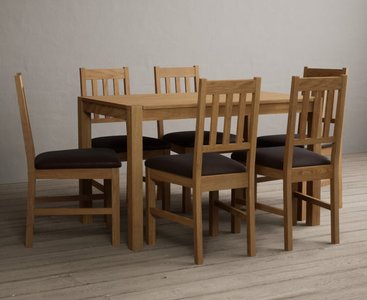 View York 120cm solid oak dining table with 6 light grey york chairs View York 120cm solid oak dining table with 6 light grey york chairs