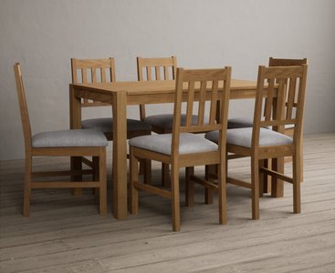View York 120cm solid oak dining table with 4 light grey york chairs View York 120cm solid oak dining table with 4 light grey york chairs