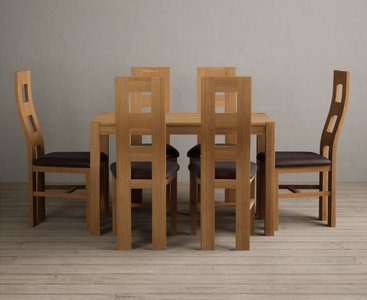 View York 120cm solid oak dining table with 6 blue natural chairs View York 120cm solid oak dining table with 6 blue natural chairs
