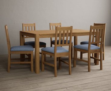 View York 150cm solid oak dining table with 6 light grey york chairs View York 150cm solid oak dining table with 6 light grey york chairs