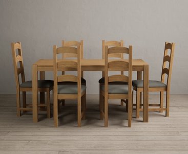 View York 150cm solid oak dining table with 8 cream alton chairs View York 150cm solid oak dining table with 8 cream alton chairs